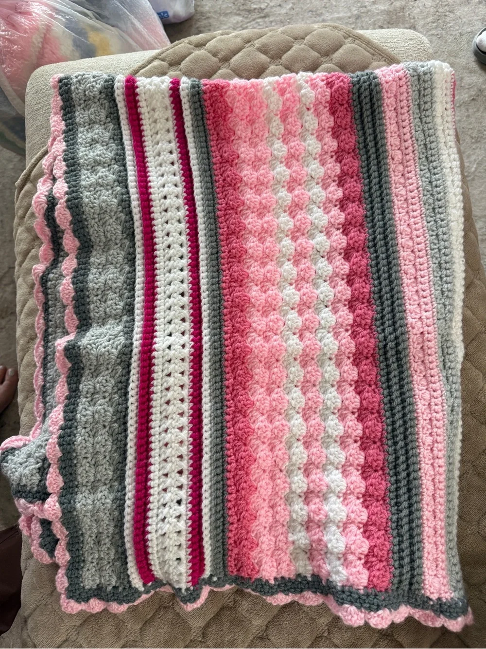 Pink and Gray Afghan